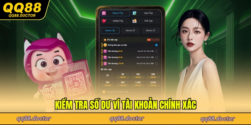 Kiểm tra số dư ví tài khoản chính xác